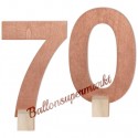 Tischaufsteller Zahl 70, rosegold, Tischdekoration zum 70. Geburtstag und Jubiläum