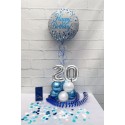 Partydeko-Set zum 20. Geburtstag in Silber-Blau, Happy Birthday