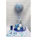 Partydeko-Set zum 21. Geburtstag in Silber-Blau, Happy Birthday