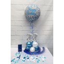 Partydeko-Set zum 22. Geburtstag in Silber-Blau, Happy Birthday