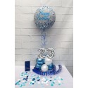 Partydeko-Set zum 23. Geburtstag in Silber-blau, Happy Birthday