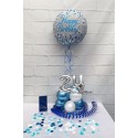 Partydeko-Set zum 24. Geburtstag in Silber-Blau, Happy Birthday