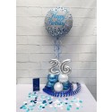 Partydeko-Set zum 26. Geburtstag in Silber-Blau, Happy Birthday