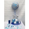 Partydeko-Set zum 27. Geburtstag in Silber-Blau, Happy Birthday