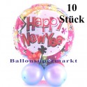 Tischdeko bunte Luftballons aus Folie, Happy New Year, 10 Stück