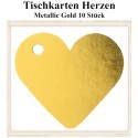 Tischkarten - Gold, Herz, 10 Stück