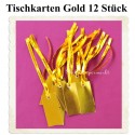 Tischkarten - Gold, rechteckig mit Satinband, 12 Stück