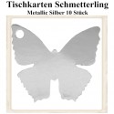 Tischkarten - Silber, Schmetterling, 10 Stück