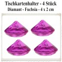 Tischkartenhalter, Diamant - Fuchsia, 4 Stück