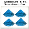 Tischkartenhalter, Diamant - Türkis, 4 Stück