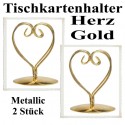 Tischkartenhalter, Herz - Gold, 2 Stück