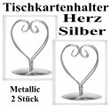 Tischkartenhalter, Herz - Silber, 2 Stück