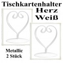 Tischkartenhalter, Herz - Weiß, 2 Stück