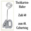 Tischkartenhalter Zahl 40 Silber, zum 40. Geburtstag, 2 Stück