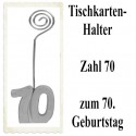 Tischkartenhalter Zahl 70 Silber, zum 70. Geburtstag, 2 Stück