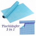 Deko-Tischläufer, Deko-Tischsets, 3 in 1, Karomuster, blau