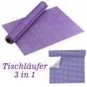 Deko-Tischläufer, Deko-Tischsets, 3 in 1, Karomuster, lila