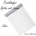 Deko-Tischläufer, Tischdecke aus Spitze mit Lurex, Silber