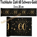 Deko-Tischläufer, Tischdecke Zahl 60, schwarz-gold zum 60. Geburtstag