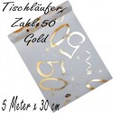 Deko-Tischläufer, Tischdecke Zahl 50, gold zum 50. Geburtstag, Goldene Hochzeit