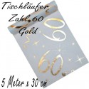 Deko-Tischläufer, Tischdecke Zahl 60, gold zum 60. Geburtstag