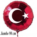 Türkische Flagge, Großer Rund-Luftballon aus Folie, Rot, ohne Helium