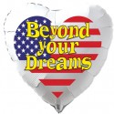 Beyond your Dreams Luftballon USA Flagge, Folienballon Herz, 45 cm, mit Ballongas