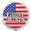 GREAT AGAIN Luftballon USA Flagge, Folienballon Rund, 45 cm, mit Ballongas