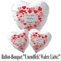Bouquet, Helium-Luftballons, "Unendlich! Wahre Liebe!"
