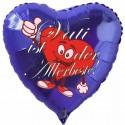 Vati ist der Allerbeste! Herzluftballon, blau, 45 cm, aus Folie zum  Vatertag mit Ballongas-Helium
