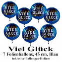 Ballongrüße Viel Glück. 7 Luftballons aus Folie mit Ballongas-Helium