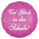 Viel Glück in der Schule! Runder Luftballon in Pink zum Schulanfang, inklusive Helium-Ballongas