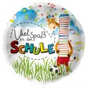 Viel Spaß in der Schule! Weißer, runder Luftballon zum Schulanfang, zur Einschulung, ohne Helium