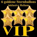 Goldene, holografische Sternballons mit Helium, 6 Stück, VIP Partydekoration