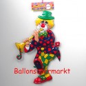 Faschingsclown mit Trompete, Wanddekoration, Bühnendekoration zu Karneval und Fasching