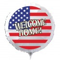 Welcome Home Luftballon USA Flagge, Folienballon Rund, 45 cm, ohne Ballongas