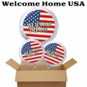 Welcome Home Luftballon-Bouquet USA Flagge, 1 Folienballon 71 cm u. 2 Folienballons 45 cm, mit Ballongas