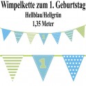 Wimpelkette zum 1. Geburtstag, hellblau