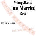 Wimpelkette Just Married, rosa, Dekoration zur Hochzeit