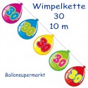 Wimpelkette Balloonshape 30, Dekoration 30. Geburtstag