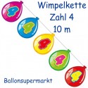 Wimpelkette Balloonshape 4 zum 4. Kindergeburtstag