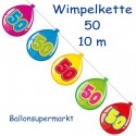 Wimpelkette Balloonshape 50, Dekoration 50. Geburtstag