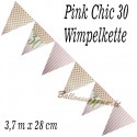 Wimpelkette Pink Chic 30, Dekoration 30. Geburtstag