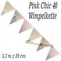 Wimpelkette Pink Chic 40, Dekoration 40. Geburtstag