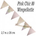 Wimpelkette Pink Chic 80, Dekoration 80. Geburtstag