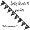 Wimpelkette Sparkling Celebration 18, Dekoration 18. Geburtstag