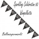 Wimpelkette Sparkling Celebration 60, Dekoration 60. Geburtstag