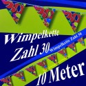 Wimpelkette, Zahl 30, zum 30. Geburtstag