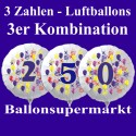 Zahlen-Luftballon aus Folie mit Helium, Zahlen 0-9, 3-er Kombination