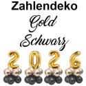 Zahlendekoration Silvester 2026, 36cm große Zahlen in Gold